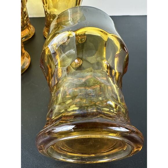 Hazel Atlas Amber Georgian Honeycomb Juice Glass 4 pc Set 1957 Made in USA 5” - Picture 5 of 5